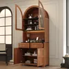 Merax hoge kast met werkblad, glazen vitrine met 2 lades en Productafbeelding-voorbeeld 5