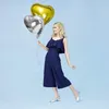 Pallone cuore in foil argento metallizzato Ø 45 cm Anteprima dell’immagine prodotto 4