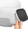 A hand is shown inserting a screen into a white appliance. Voir les images du produit