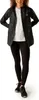 A woman is standing and modeling a black jacket and black leggings. Produktbild-Vorschau