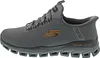 A side view of a gray Skechers slip-on shoe. Produktbild-Vorschau