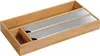 A bamboo drawer organizer with two silver foil dispensers. Produktbild-Vorschau