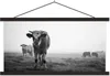 MuchoWow® Textilposter Kühe im Morgennebel schwarz-weiß Produktbild-Vorschau 1
