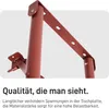 Close-up of a dark red metal table leg structure with text below. Produktbild-Vorschau