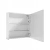 A white bathroom wall cabinet with its door open, revealing two glass shelves. Produktbild-Vorschau