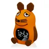 A cute orange mouse-shaped alarm clock with a digital display. Produktbild-Vorschau