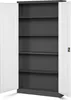 An empty, open metal cabinet with multiple shelves. Voir les images du produit