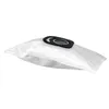 A white vacuum cleaner bag with a black plastic connector. Produktbild-Vorschau