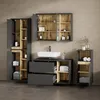 A modern bathroom vanity set with a sink, drawers, and cabinets. Voir les images du produit