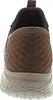 The back view of a brown Skechers slip-on shoe. Voir les images du produit