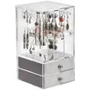 A clear, well-lit studio shot of a jewelry organizer box with two drawers. Voir les images du produit