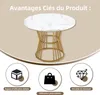 OKWISH Table À Manger Ronde - Plateau MDF Marbré Avec Pieds Voir les images du produit 3