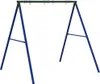 A blue and green metal swing set frame against a white background. Produktbild-Vorschau