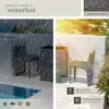 Collage showing a rattan furniture set in different weather conditions and highlighting its features. Náhled obrázku produktu