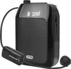 A black portable voice amplifier with a headset microphone is shown against a black background. Produktbild-Vorschau