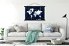 MuchoWow® Textilposter Weltkarte - Weiß - Blau 120x80 cm Produktbild-Vorschau 3