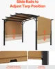 A tan and black pergola with adjustable side tarps. Náhled obrázku produktu