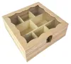 Teebox aus Holz mit 8 Fächern, 20x20x7 cm, Echtglasdeckel Produktbild-Vorschau 3