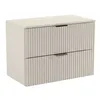 A light-colored, modern two-drawer vanity cabinet with ribbed fronts and metal handles, presented against a white background. Náhled obrázku produktu