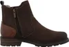 A side view of a brown leather boot. Voir les images du produit