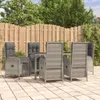 vidaXL 7 tlg. Garten Essgruppe mit Kissen Grau Poly Rattan Produktbild-Vorschau 2