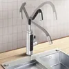 A modern kitchen faucet with a flexible spout is shown in a kitchen sink setting. The faucet has digital controls and displays temperature. Náhled obrázku produktu