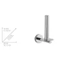 A chrome toilet paper holder mounted on a white background, with a diagram showing its dimensions. Produktbild-Vorschau