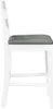 Side view of a white bar stool with a gray cushion. Náhľad obrázku produktu