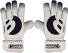 A pair of white and black goalkeeper gloves are shown against a white background. Produktbild-Vorschau