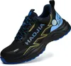 A single black athletic shoe with blue and gold accents is shown against a white background. Produktbild-Vorschau