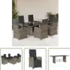 The Living Store 7-tlg. Garten-Essgruppe mit Kissen Grau Produktbild-Vorschau 1