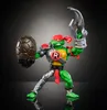 A Teenage Mutant Ninja Turtle action figure, Raphael, posed dynamically against a dark, gradient background. Voir les images du produit