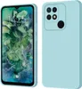 A light blue phone case is shown from the front and back, with the front displaying a phone screen. Produktbild-Vorschau
