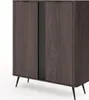 A dark wood cabinet with black legs and a black ribbed detail down the center. Produktbild-Vorschau