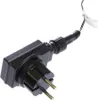 A black electrical plug adapter with a cord and a tag. Produktbild-Vorschau