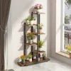 A multi-tiered plant stand with various potted plants displayed on it, placed near a window with curtains. Náhled obrázku produktu