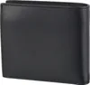 A black leather wallet is shown from the front. Produktbild-Vorschau