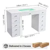 Toaletní stolek VANITII s LED osvětlením, 11 zásuvek, bílý, Náhled obrázku produktu 3
