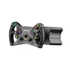 A black and gray racing wheel with colorful buttons and a black base, isolated on a white background. Produktbild-Vorschau
