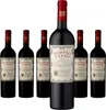 A group of six bottles of red wine, with one bottle prominently displayed in the center. Produktbild-Vorschau