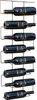 A wall-mounted metal wine rack holding multiple bottles of red wine. Produktbild-Vorschau