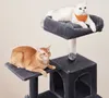 Katzenkratzbaum mit Hängematte, 143 cm, Cat Tree, Rauchgrau Produktbild-Vorschau 2