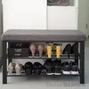 Kovový botník s lavicou 81x32x46 cm Lavica na topánky sivá Náhľad obrázku produktu 3