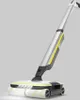 A cordless floor cleaner with yellow accents on a plain gray background. Produktbild-Vorschau