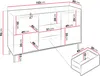 A diagram showing the dimensions of a sideboard. Náhľad obrázku produktu