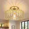 A golden cage-like ceiling light fixture with a visible bulb, mounted on a ceiling. Náhled obrázku produktu