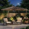vidaXL Parasol avec LED et mât en acier brun 246x246x230 cm Voir les images du produit 3