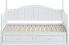 A white wooden daybed with two drawers underneath. Produktbild-Vorschau