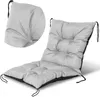 A light gray chair cushion with black trim, shown from a diagonal angle against a white background. Voir les images du produit