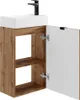 Handwaschbeckenschrank geriffelt - Tür wendbar - Holzfarben Produktbild-Vorschau 3